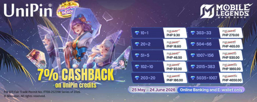 Get Up To 7% Cashback on UniPin Credits! (PH)